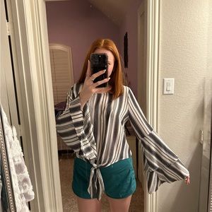 ALTARD STATE Navy and White striped blouse